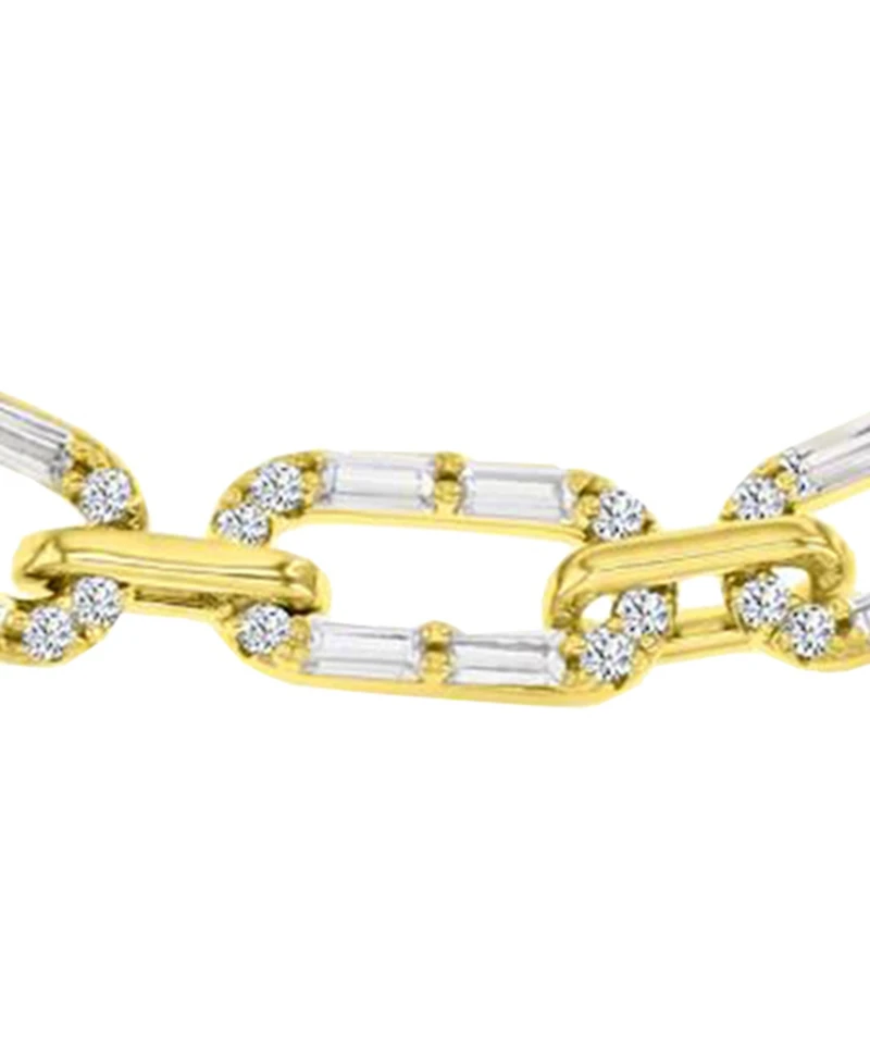 Macy's 14k Gold Over Sterling Silver Cubic Zirconia Mariner Link Paperclip Bracelet