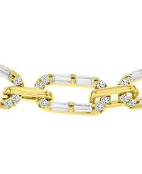 Macy's 14k Gold Over Sterling Silver Cubic Zirconia Mariner Link Paperclip Bracelet