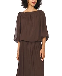 Women's Square Neck 3/4-Sleeve Bubble Blouse, Created for Macy's