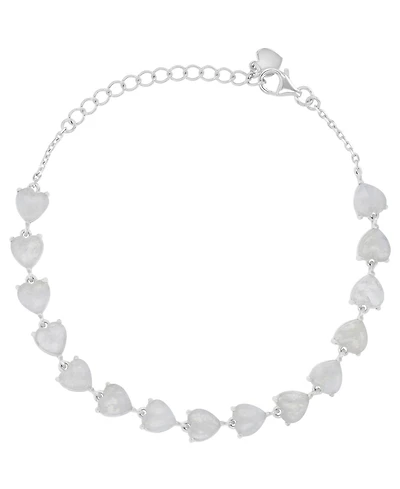 Macy's Rhodium Over Sterling Silver Moonstone Heart Frontal Bracelet