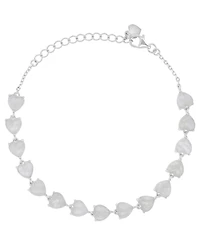 Macy's Rhodium Over Sterling Silver Moonstone Heart Frontal Bracelet
