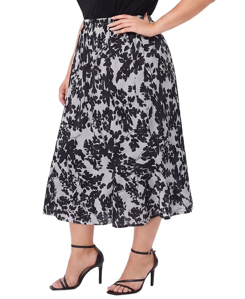 Ny Collection Plus Midi High-Waisted A-Line Skirt