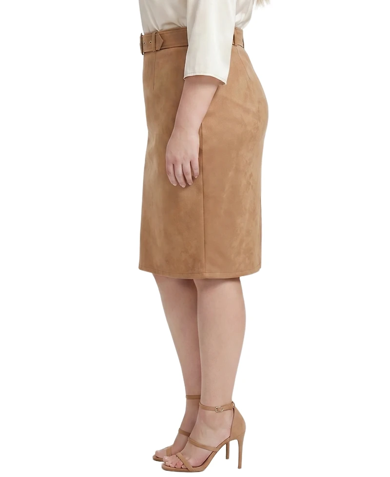 Ny Collection Plus Pencil Knee-Length Faux Suede Skirt