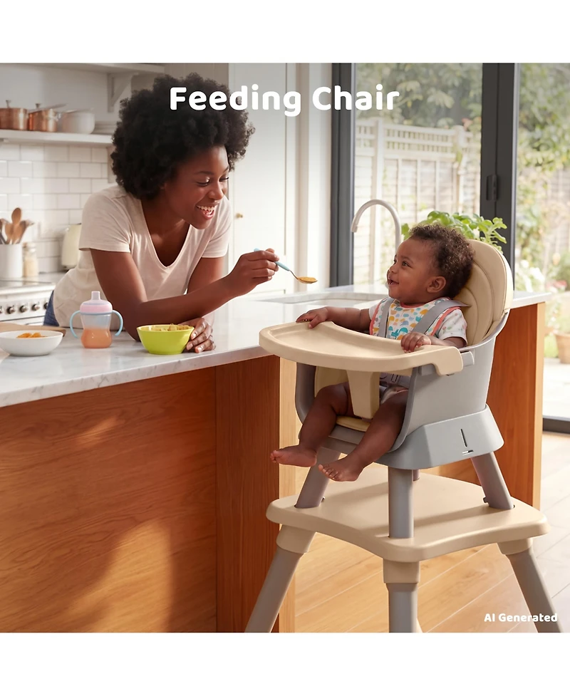 Kinder King 8-in-1 Baby High Chair Converts to Booster Seat and Kids Table Set with Removable Tray