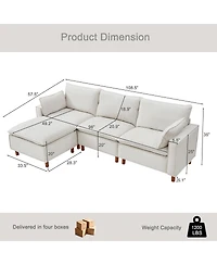 Streamdale Furniture Modular Chenille Sectional Sofa with Ottoman