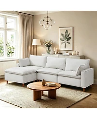 Streamdale Furniture Modular Chenille Sectional Sofa with Ottoman