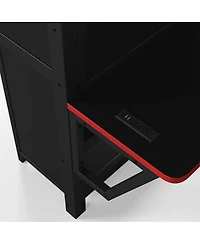 Streamdale Furniture Twin Size Low Loft Bed with Desk, Led Lights, Storage and Canopy