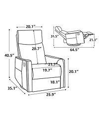 Streamdale Furniture Fabric Manual Recliner Chair with Heat, Massage, Rocker and Swivel