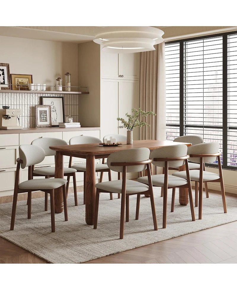 Streamdale Furniture Solid Wood Chenille Dining Chairs, Set of 2