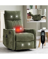 Streamdale Furniture Heat Fabric Manual Recliner Chair with Rocker and Swivel