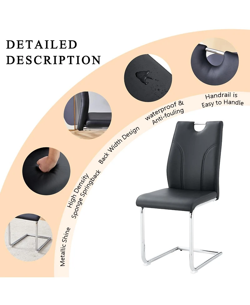 Streamdale Furniture Pu Dining Chair Set of 6 with Legs