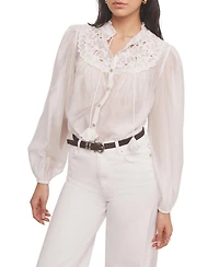 Mint Velvet Women's Floral Cutwork Detail Blouse