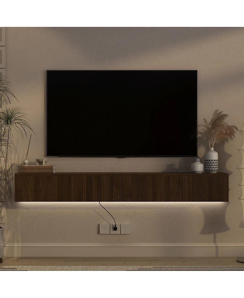 Streamdale Furniture 69" Led Floating Tv Stand Wall Mounted Entertainment Center for 55-65" Tv