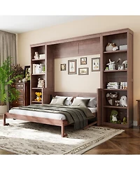 Streamdale Furniture Queen Size Murphy Bed with Desk Bookshelf
