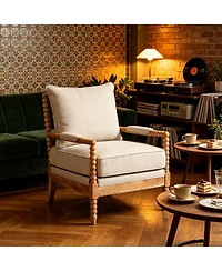 Streamdale Furniture Rubber Wood Upholstered Accent Chair with High-Density Cushion