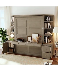 Streamdale Furniture Queen Murphy Bed with Desk and Storage Shelves