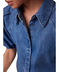 Mint Velvet Women's Denim Puff Sleeve Shirt
