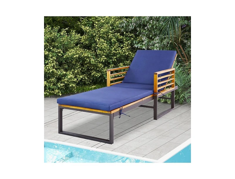 Boyel Living Adjustable Cushioned Patio Chaise Lounge Chair with 4-Level Backrest