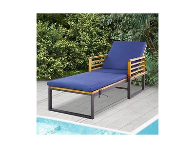 Boyel Living Adjustable Cushioned Patio Chaise Lounge Chair with 4-Level Backrest