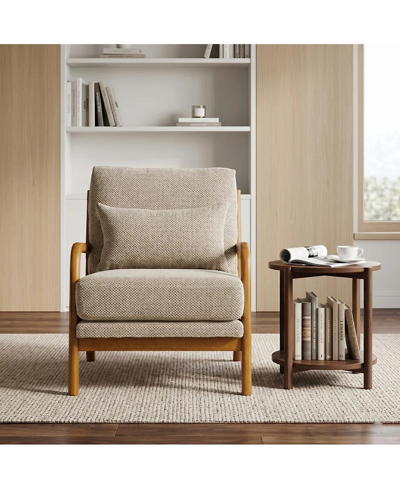 Streamdale Furniture Modern Solid Wood Accent Chair with Nubby Upholstery