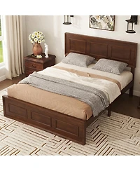 Streamdale Furniture Full Size Pine Wood Bed with Adjustable Headboard