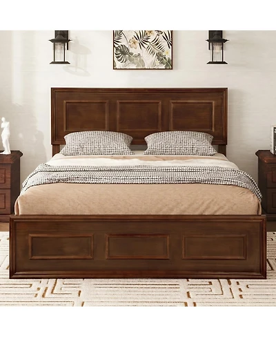 Streamdale Furniture Full Size Pine Wood Bed with Adjustable Headboard