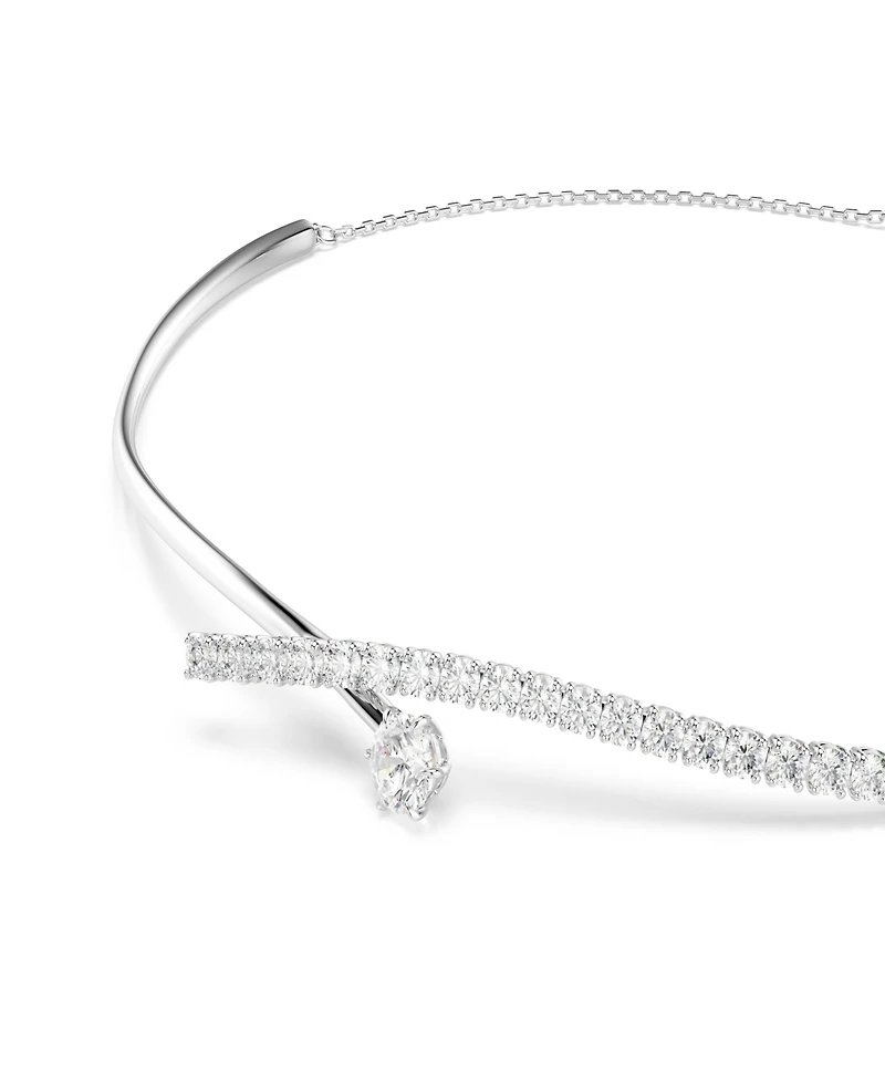 Swarovski Sterling Silver-Plated White Crystals Necklace