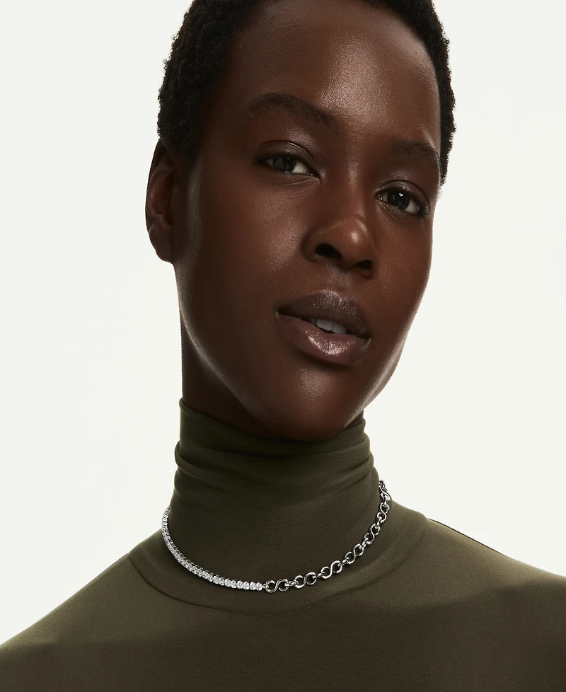 Swarovski Sterling Silver-Plated White Crystals Necklace