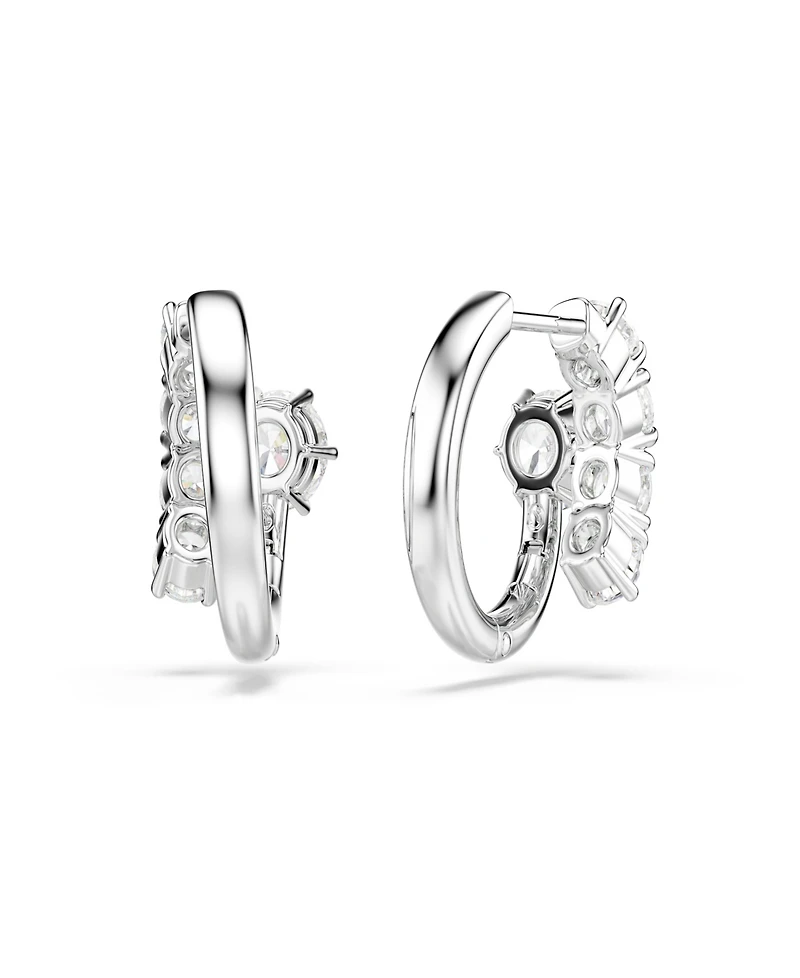 Swarovski Sterling Silver-Plated White Crystals Earrings