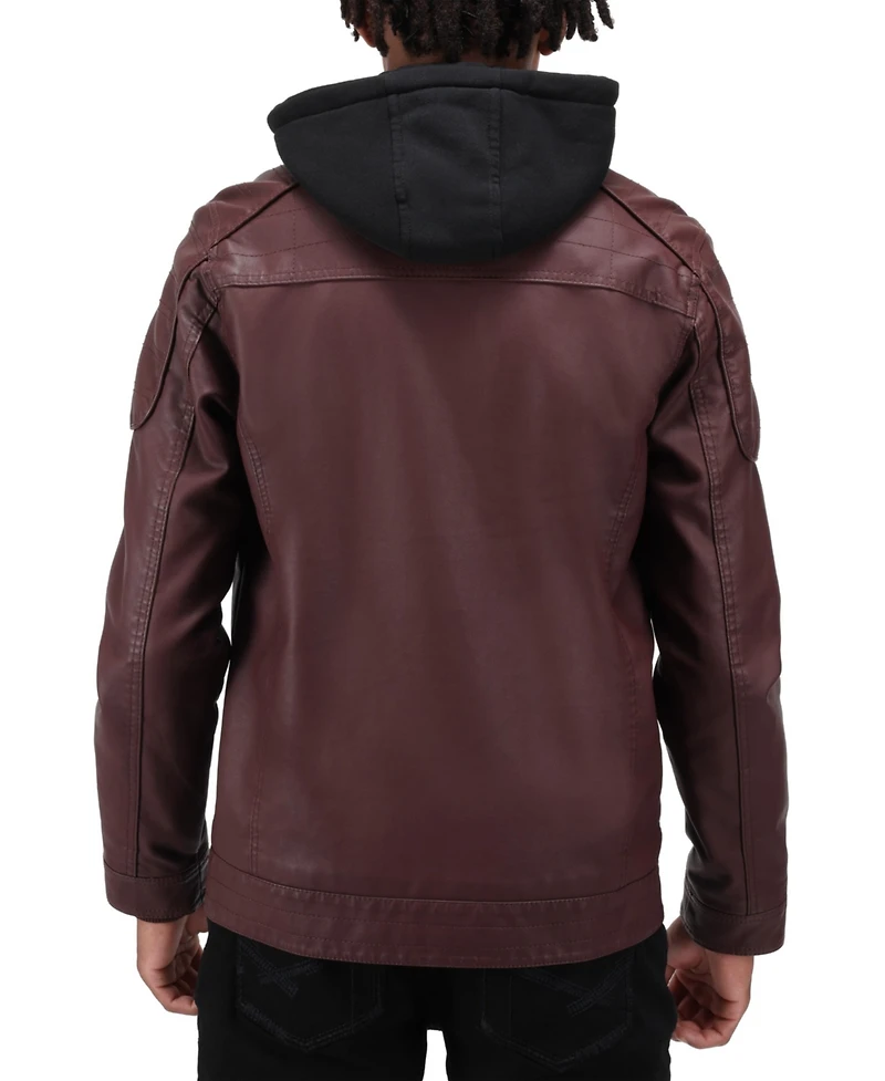 X-Ray Men's Hood and Faux Shearling Lining Moto Jacket