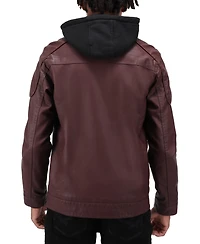 X-Ray Men's Hood and Faux Shearling Lining Moto Jacket