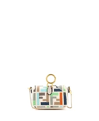 Pre-Owned Fendi Nano Chain Baguette Charm Bag Zucca Embroidered Canvas