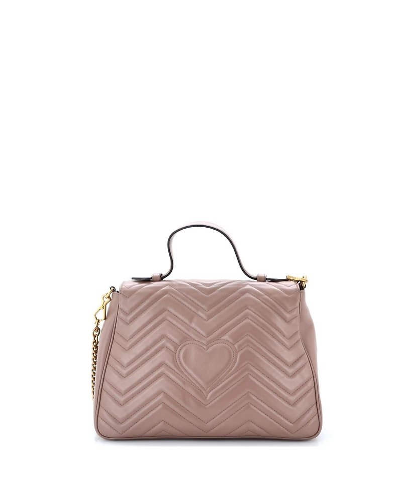 Pre-Owned Gucci Medium Gg Marmont Top Handle Flap Bag Matelasse Leather
