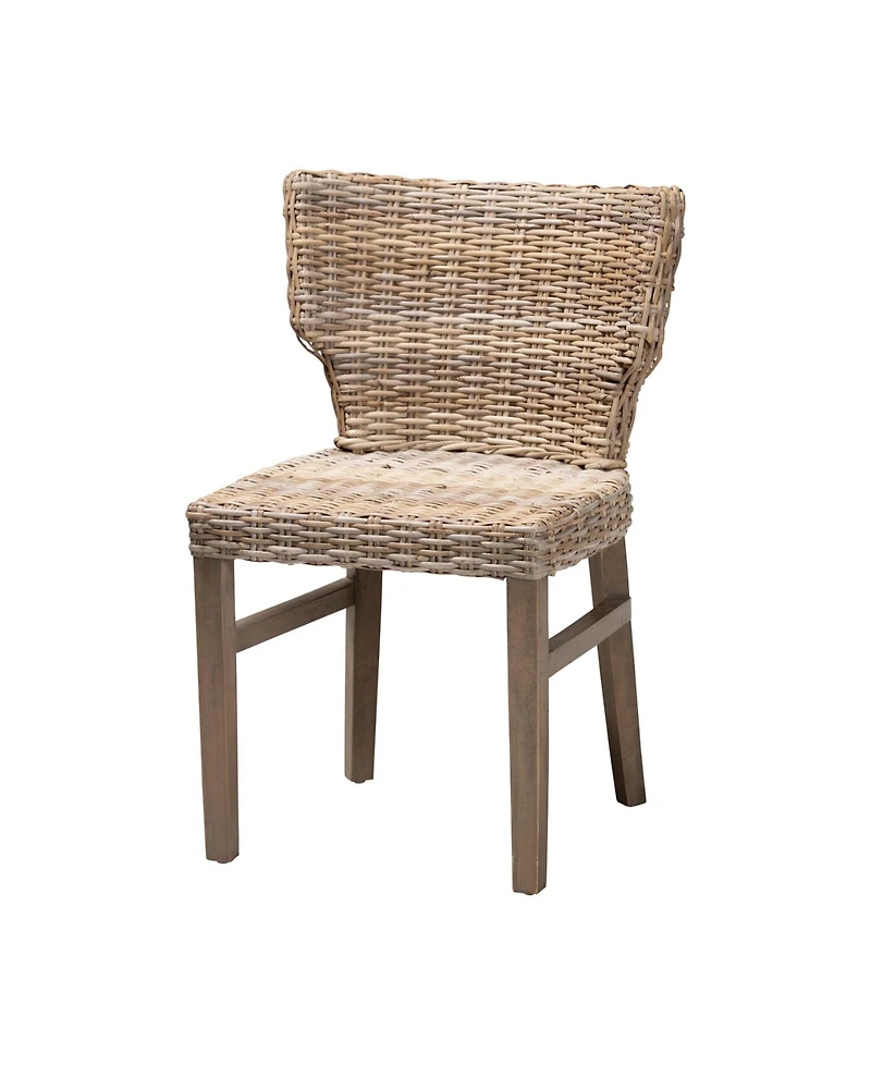 bali & pari Enver 31.9" Rattan Wood Modern Bohemian Dining Chair