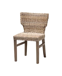 bali & pari Enver 31.9" Rattan Wood Modern Bohemian Dining Chair