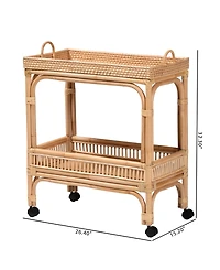 Bali Pari Lombok 32.3" Rattan Modern Bohemian Wine Cart