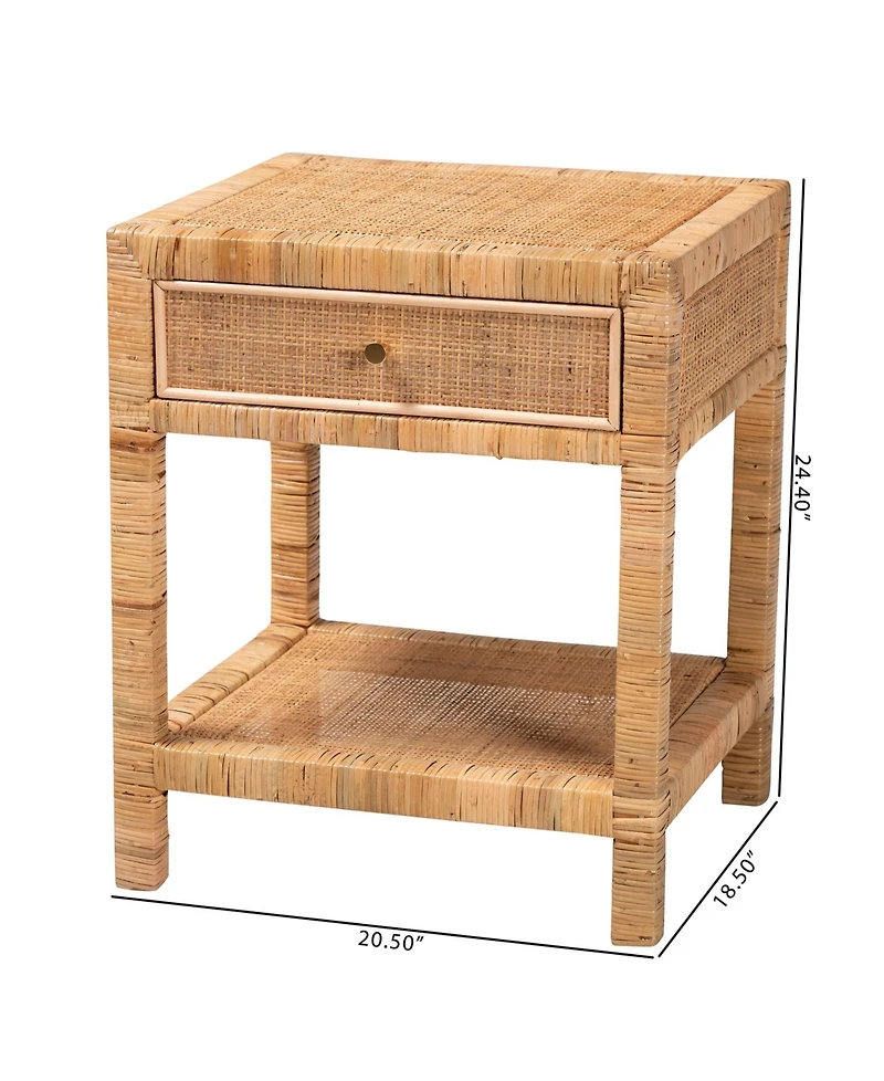 bali & pari Adelia 24.4" Rattan 1-Drawer Nightstand