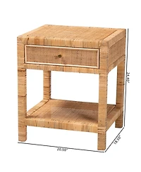 bali & pari Adelia 24.4" Rattan 1-Drawer Nightstand