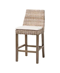 Bali & Pari Toby 38.2" Mahogany Wood Modern Bohemian Counter Stool