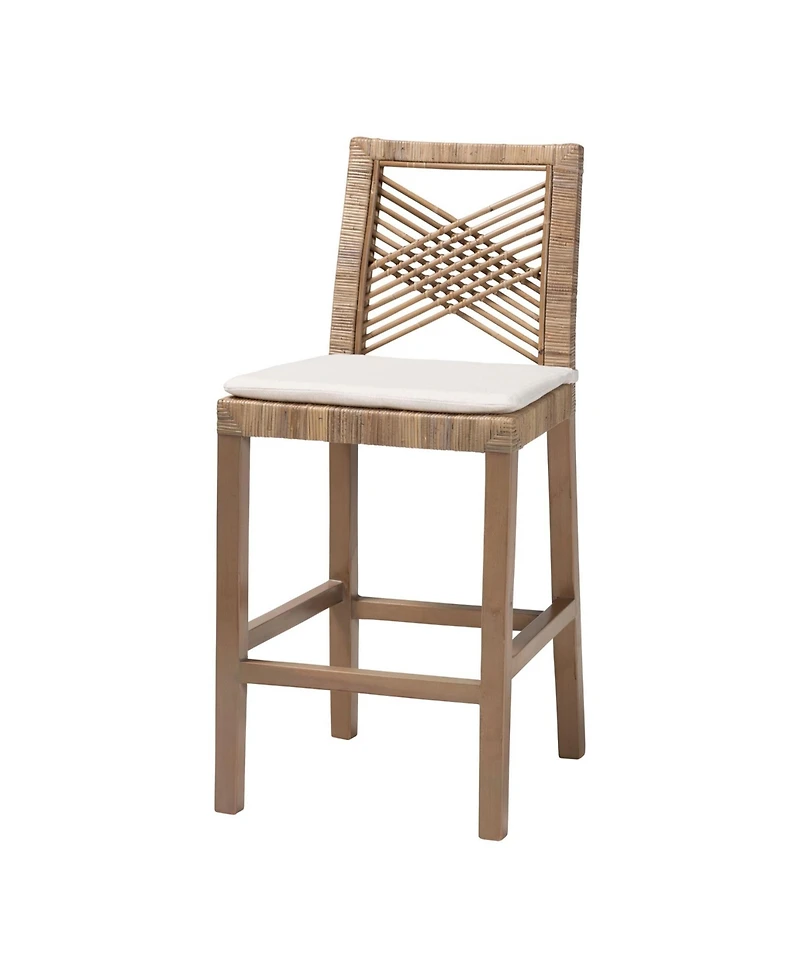 bali & pari Poltak 38.2" Mahogany Wood Modern Bohemian Counter Stool