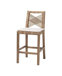 bali & pari Poltak 38.2" Mahogany Wood Modern Bohemian Counter Stool