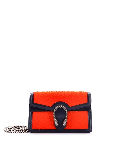 Pre-Owned Gucci Super Mini Dionysus Bag Wool and Leather