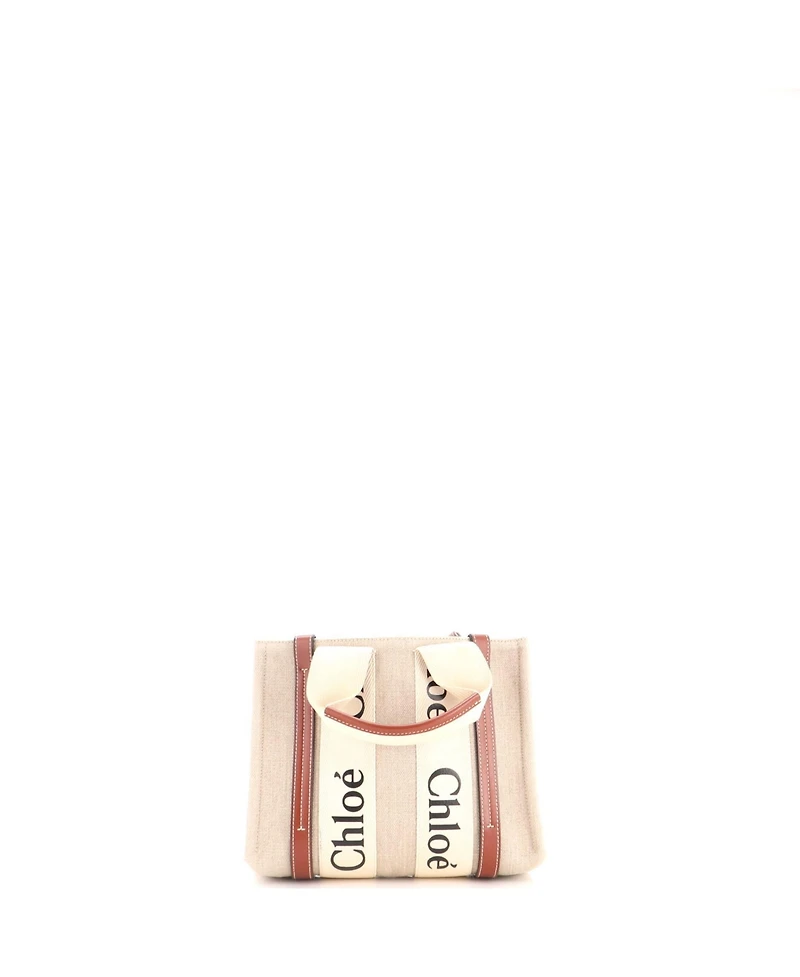 Pre-Owned Chloe Small Woody Convertible Tote Canvas with Leather
