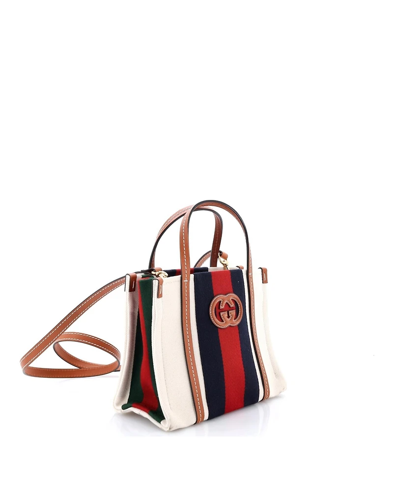 Pre-Owned Gucci Mini Interlocking G Web Tote Canvas