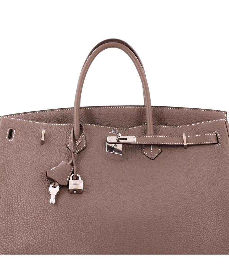 Pre-Owned HERMES Birkin Handbag Grey Togo with Palladium Hardware