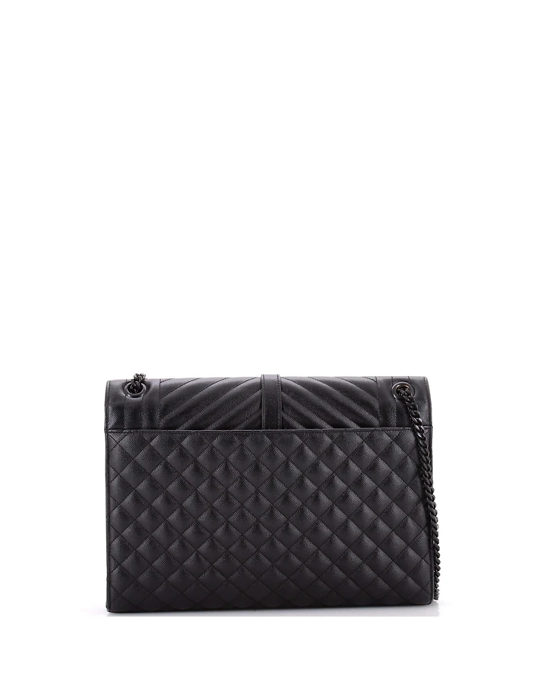 Pre-Owned Saint Laurent Large Classic Monogram Envelope Satchel Mixed Matelasse Leather