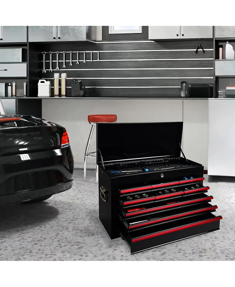 Streamdale Furniture Heavy Duty 24-Inch 9-Drawer Metal Tool Box with Ball Bearing Slides