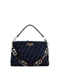 Pre-Owned Fendi O'Lock Zip Shoulder Bag Zucca Chenille