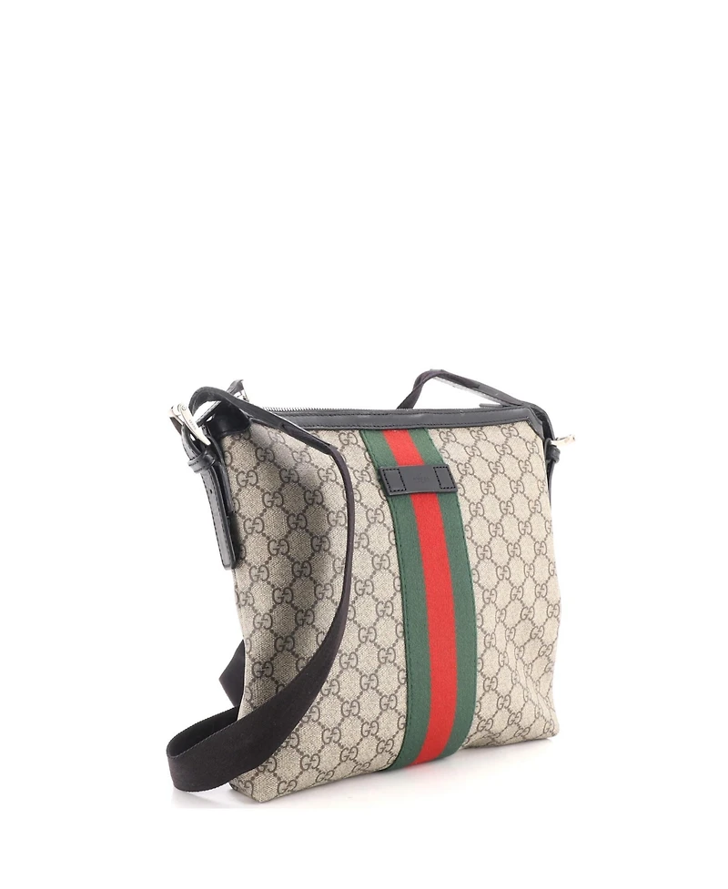 Pre-Owned Gucci Medium Web Messenger Bag Gg Coated Canvas