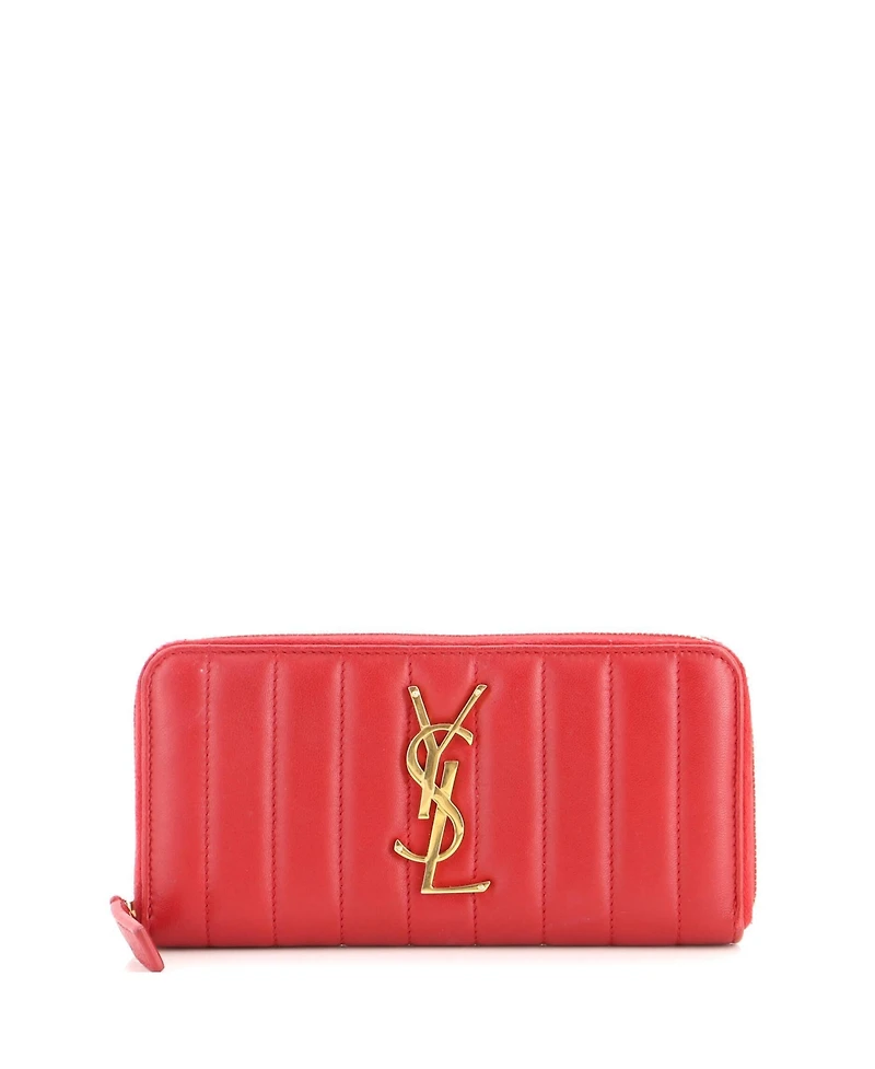 Pre-Owned Saint Laurent Long Vicky Zip Wallet Vertical Quilted Leather